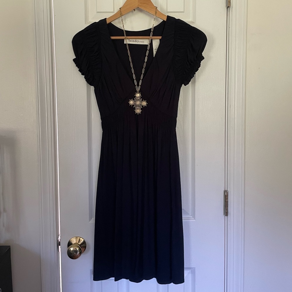 Laundry by Design Dark Navy V Neck Midi Dress